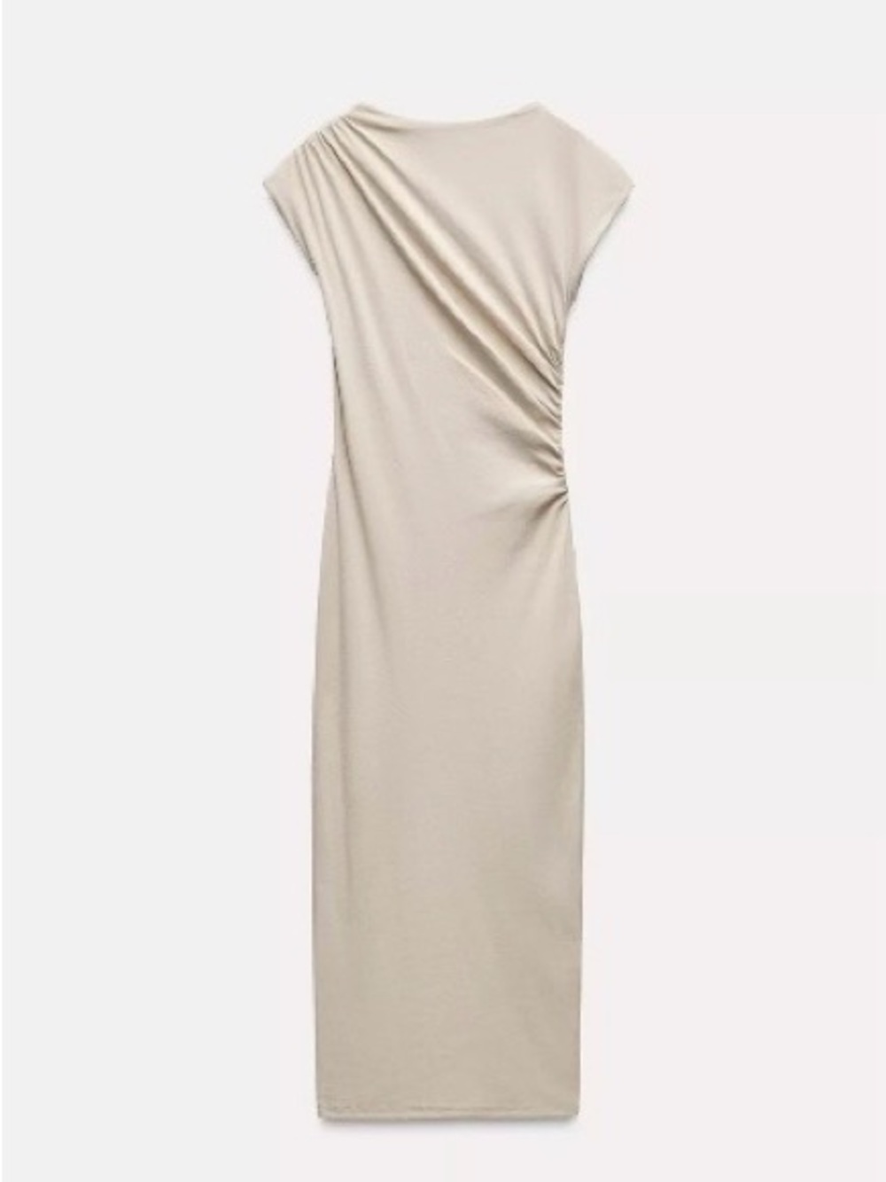 Draped Midi Dress in Light Beige